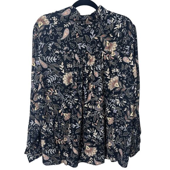 NWT Michael Stars Alexei Printed Bow Blouse Size 2X - Picture 9 of 12